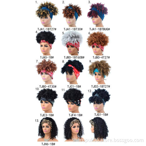 synthetic headband wigs short  afro kinky curly braid synthetic hair wig